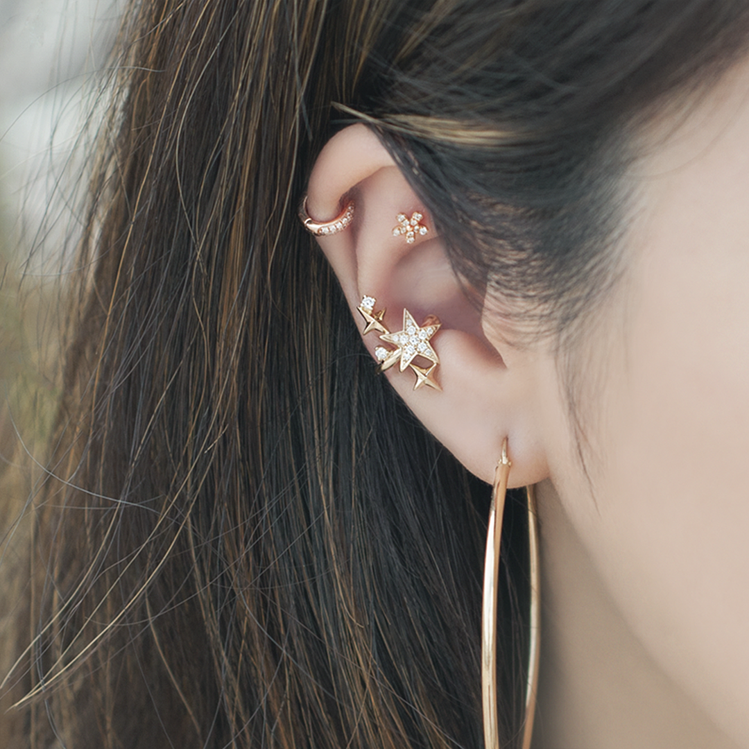 Stars diamond ear cuff